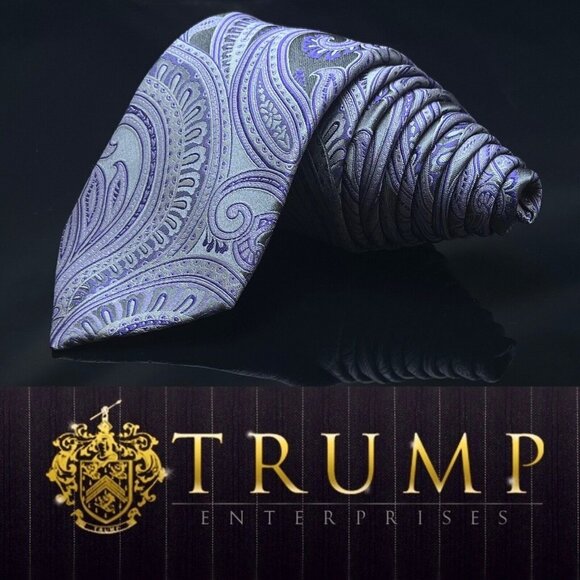 Donald Trump Tie Purple Silver Paisley Silk Signature Collection President 60”